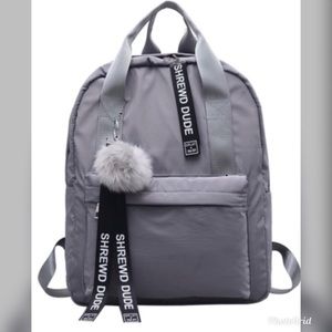 Slogan ribbon & Pom Pom decor Backpack